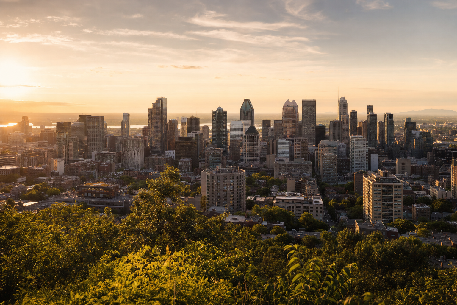 Vue de Montréal au coucher du soleil